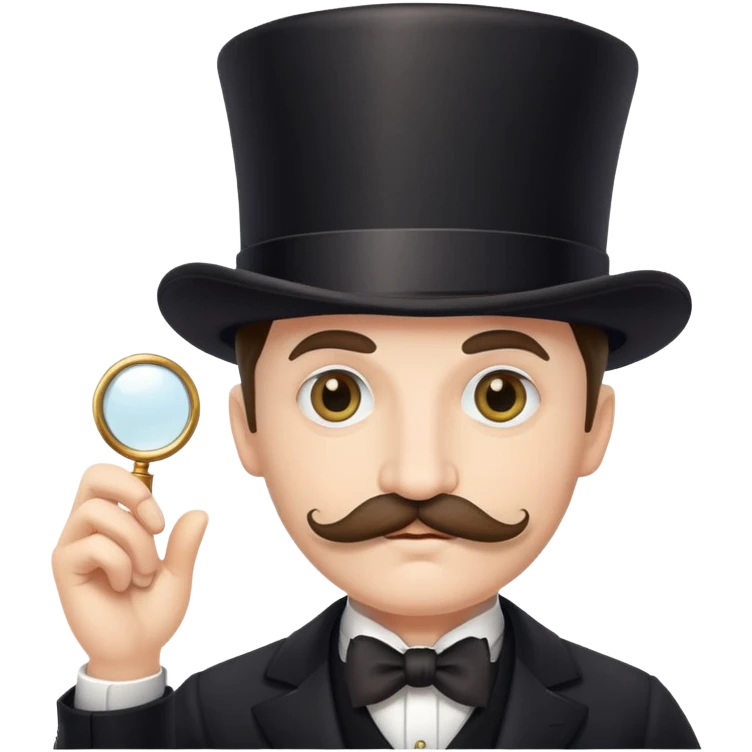 Top hat with mustache and ￼ monocle emoji