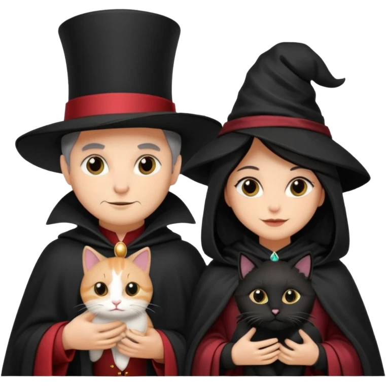 magician couple and their pet cat emoji