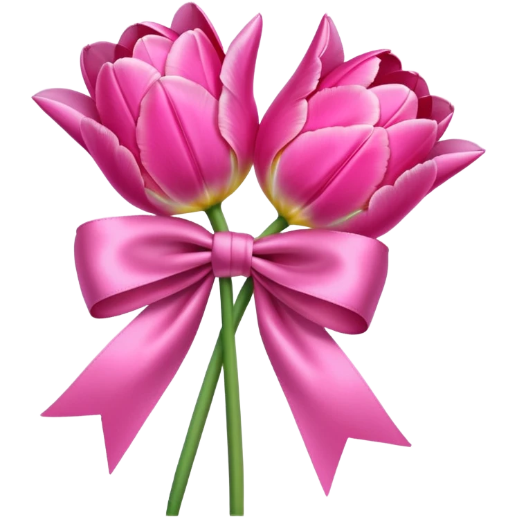 Pink tulips with a bow emoji
