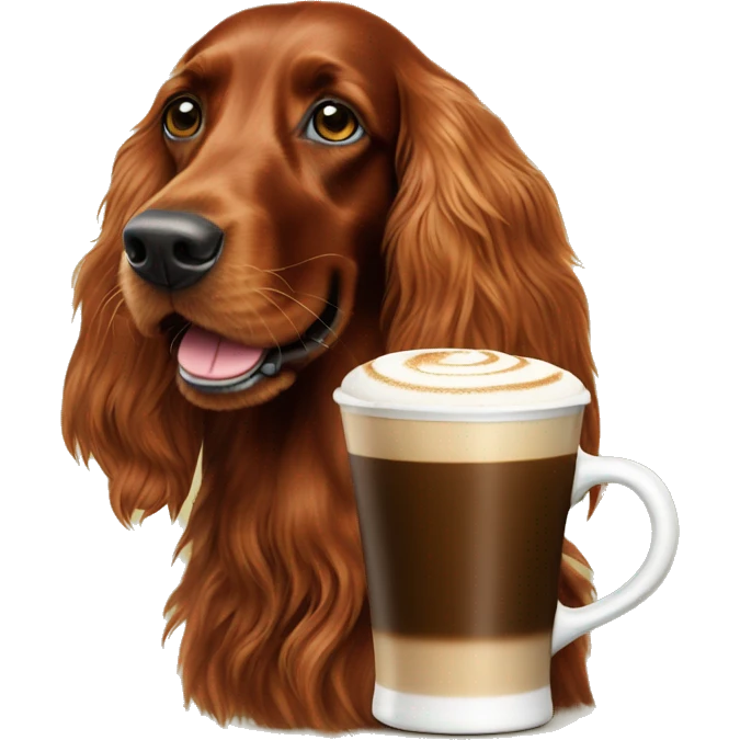 Happy Irish setter with cappuccino  emoji