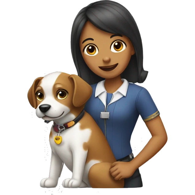 A girl with a dog and an aeroplane emoji