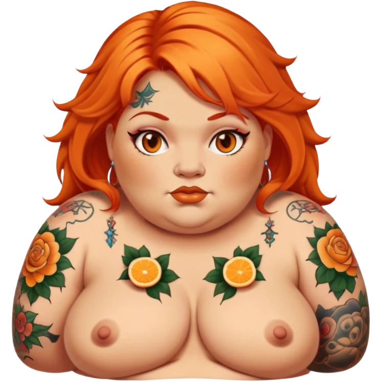 A fat lady with orange hair and a lot of tattoos  emoji