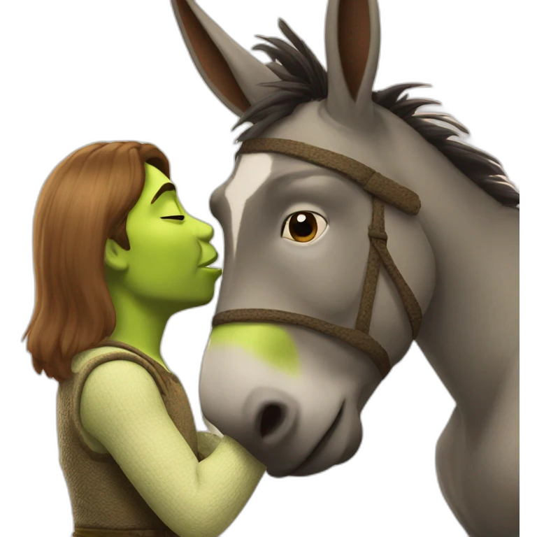 Shrek kissing Donkey emoji