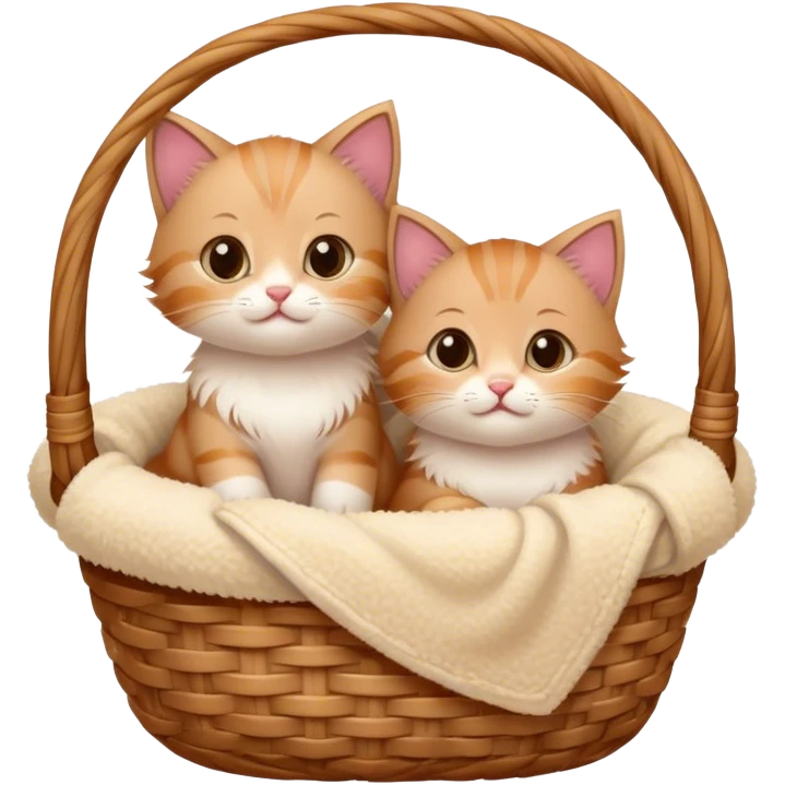 Disney-style cute kittens cozy in blanket basket  emoji