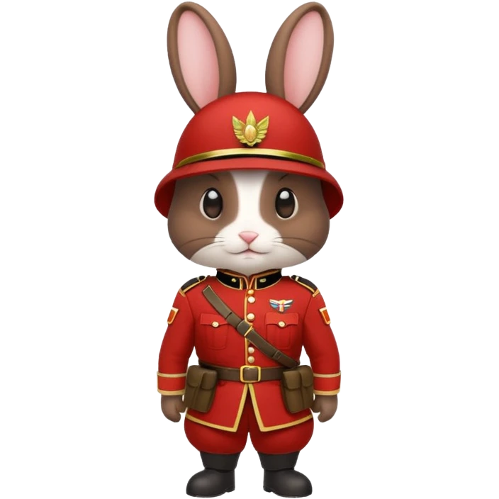 dark brown rabbit with soldier costume emoji