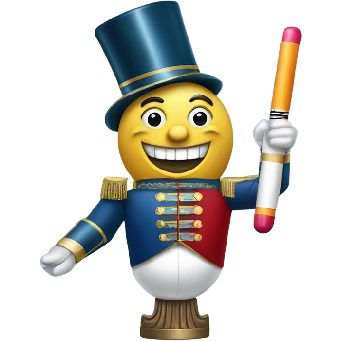 Realistic nutcracker with a laughing crayon  emoji