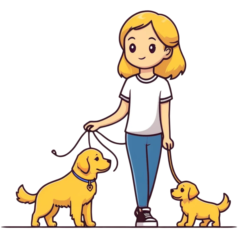 blonde girl with golden retriever dog emoji