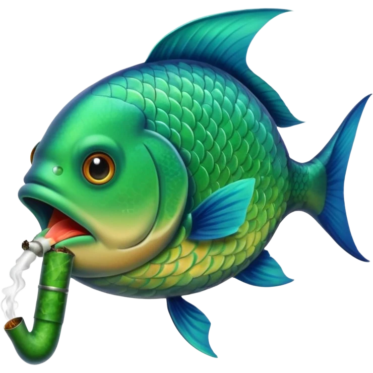 Fish smoking a huge blunt emoji