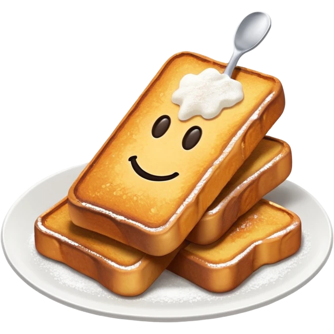 french toast sticks, with powdered sugar, minimal background emoji