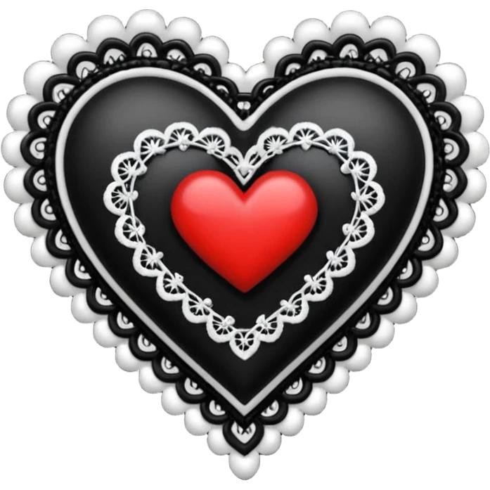 goth heart with a black lace heart brooch emoji