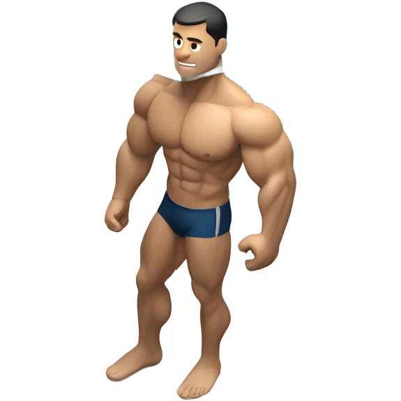 man abs inside a glass cube isometric view emoji