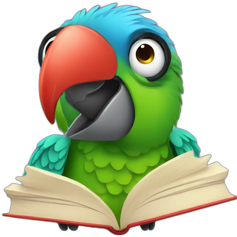 parrot reading a book emoji