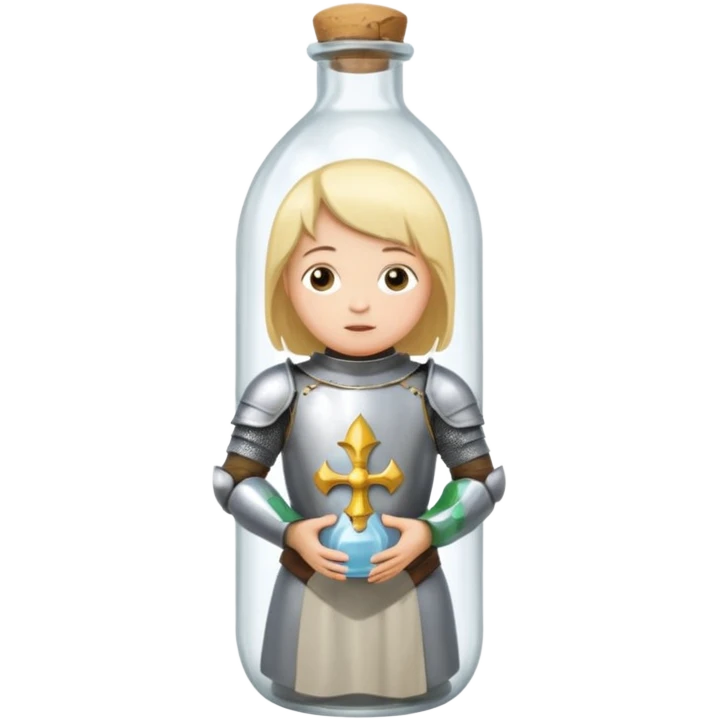 Jeanne d’arc en armure médiévale en enfermée dans un biberon  emoji