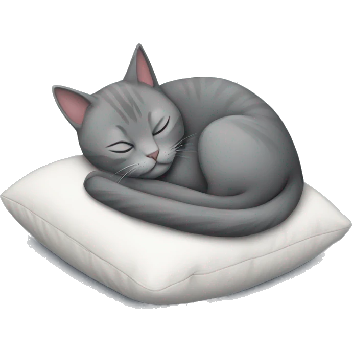 small gray cat sleeps on a pillow emoji