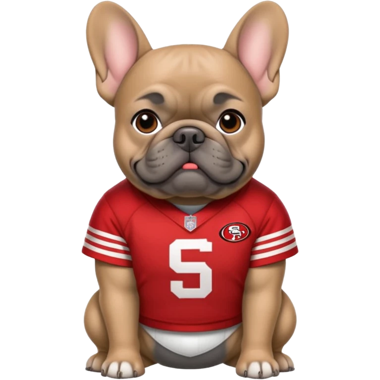 Fat All gray French bulldog in 49ers uniform  emoji