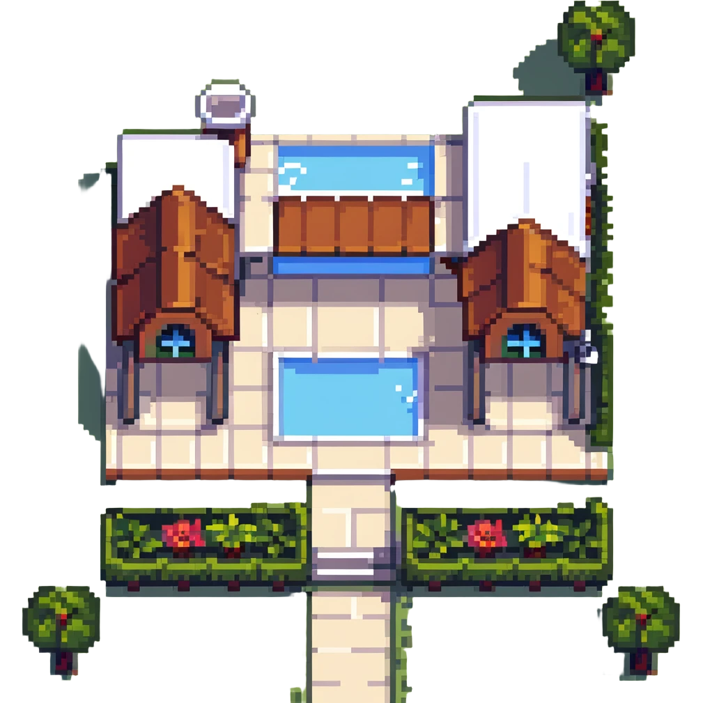 grand villa with detailed landscaping emoji