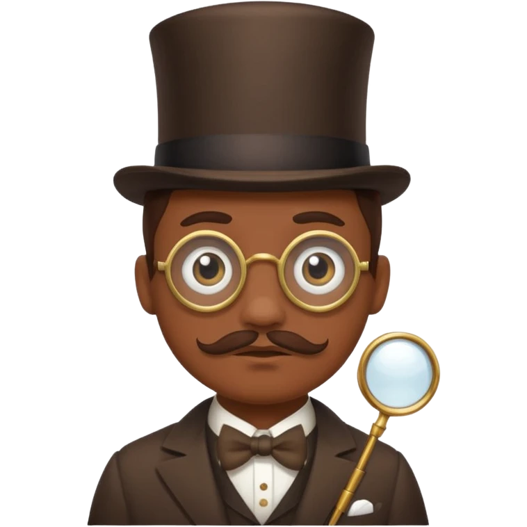 Skeptical brown and white face with monacle  emoji