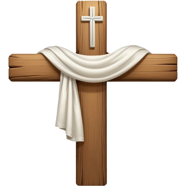 Christian cross with a white cloth draped over it emoji