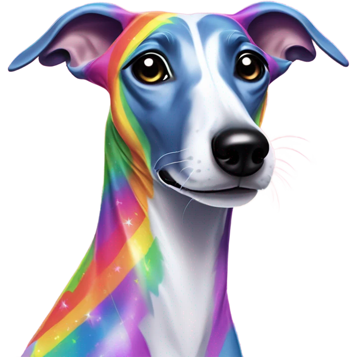 Lisa Frank rainbow greyhound ￼ emoji