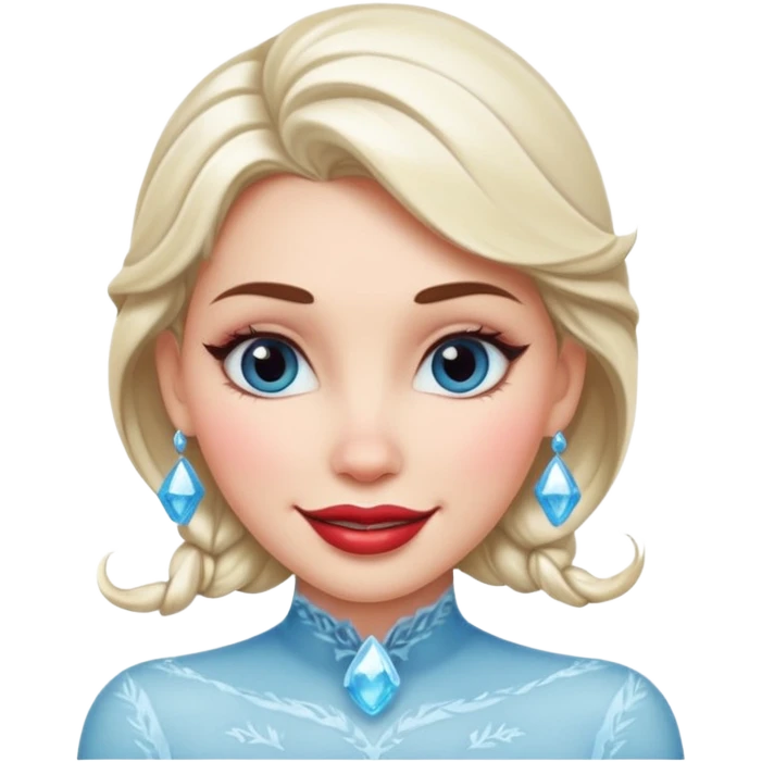 woman with frozen smile, high cheekbones, glossy lips emoji