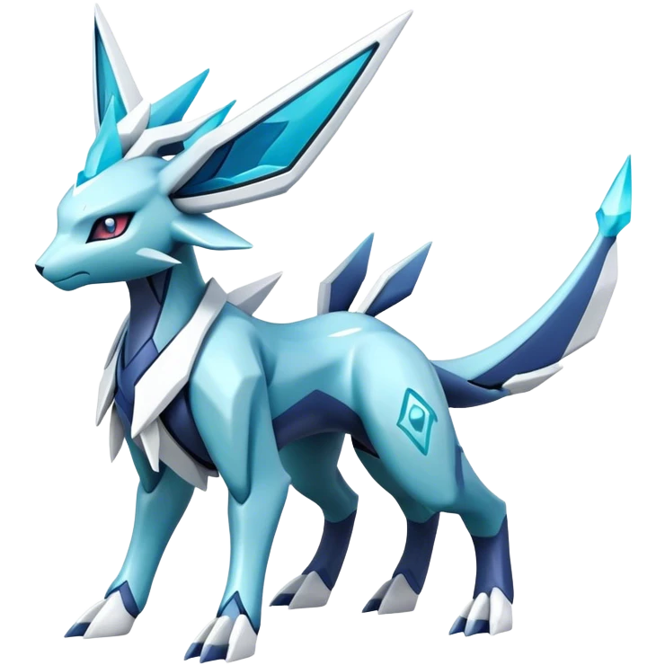 Futuristic Kyurem-Glaceon-dialga-suicune-hybrid, full body emoji