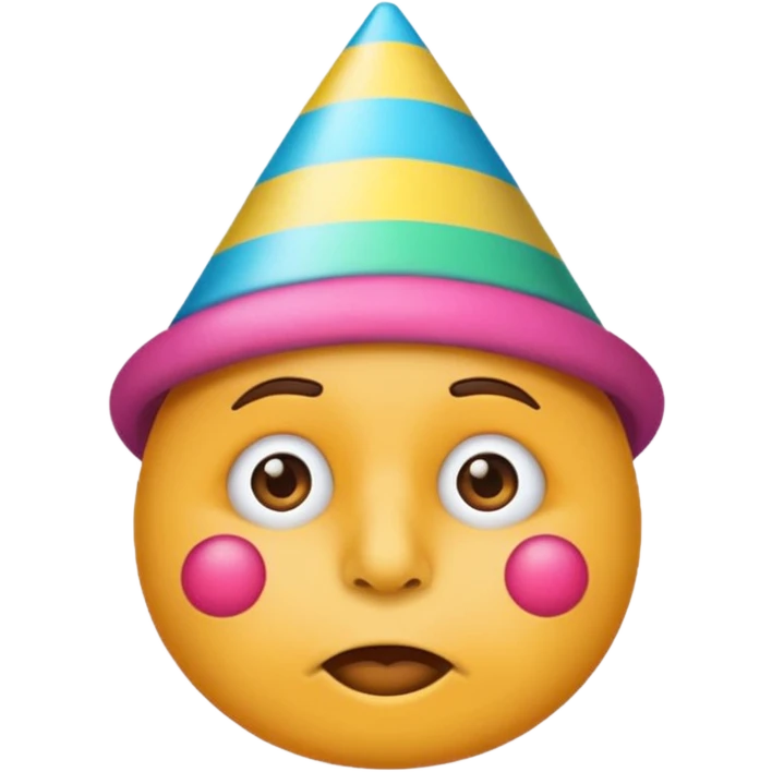 shushing face emoji wearing a colorful party hat, expressive and playful emoji