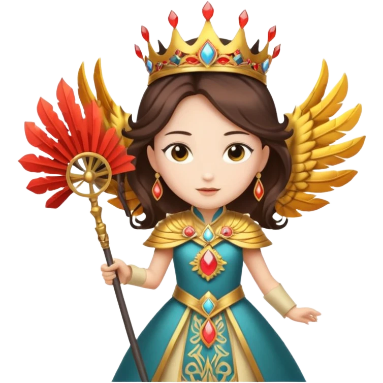 Princess Iron Fan, ancient princess style, wearing phoenix crown, holding iron fan, exquisite clothing, noble demeanor emoji