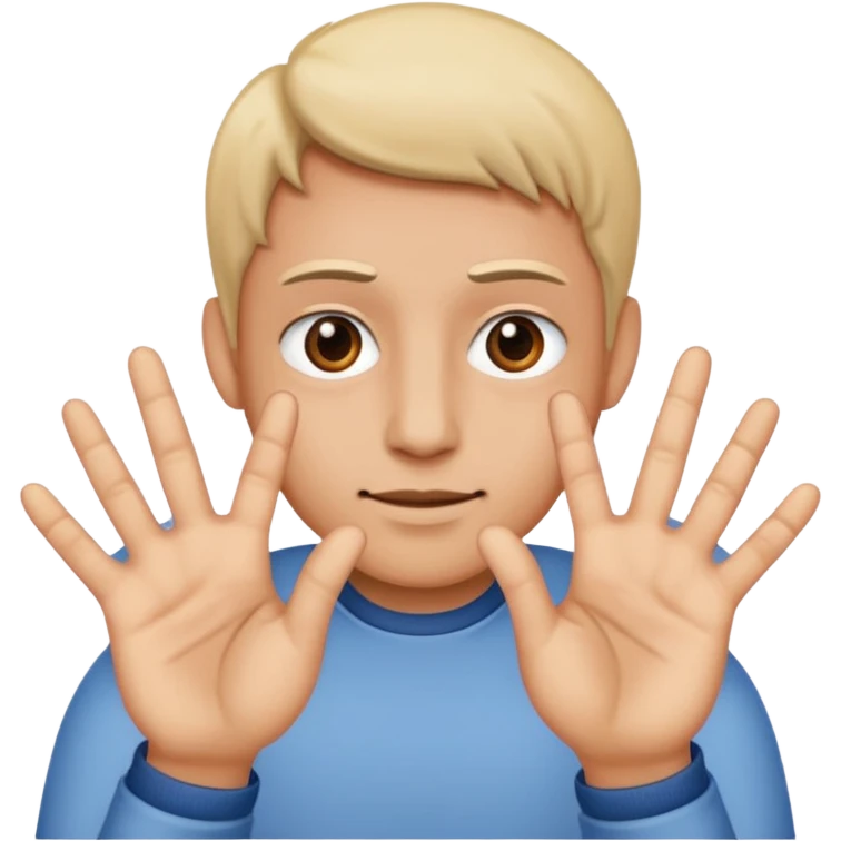 Face 2 hands with 6 on one and 7 on the other one emoji