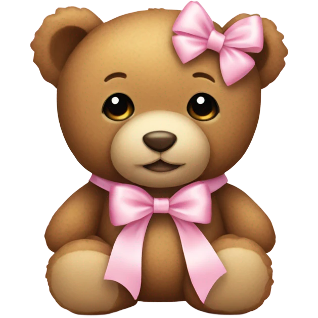 teddy bear with pastel pink bow emoji