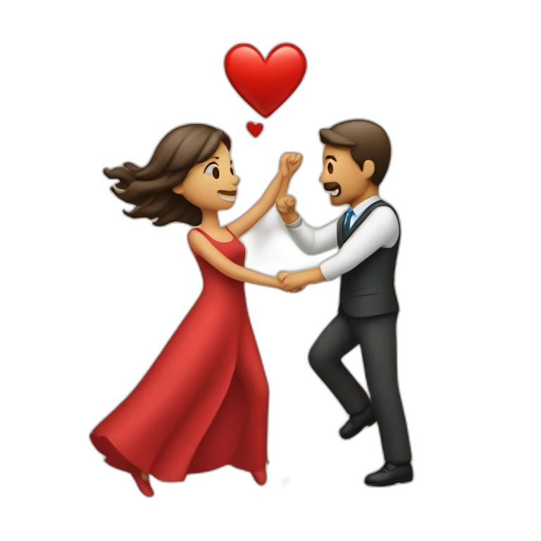Un hombre y una mujer volando en el emoji de el corte y un corazón emoji