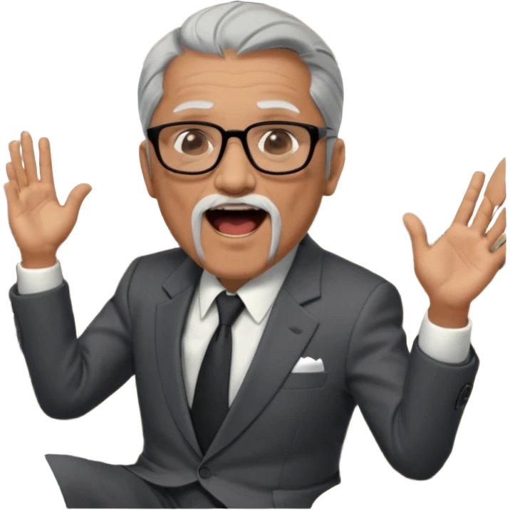 Professor Bentley Dyed black gray hair  frencb beard graying indian guy in suit sitting in a bentley car and screaming fraud. Older look around 60 yrs  with glasses slight balding emoji