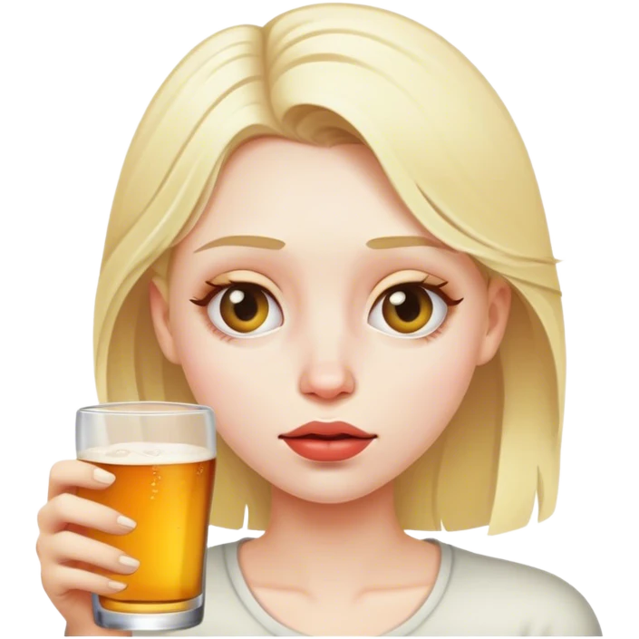 portrait of Drunk blonde girl emoji