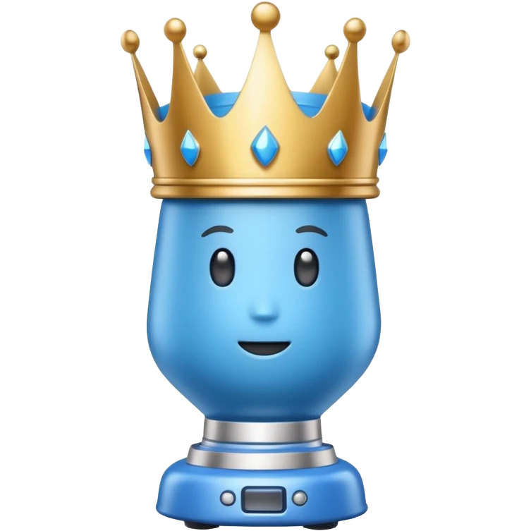 Blue blender with a crown emoji