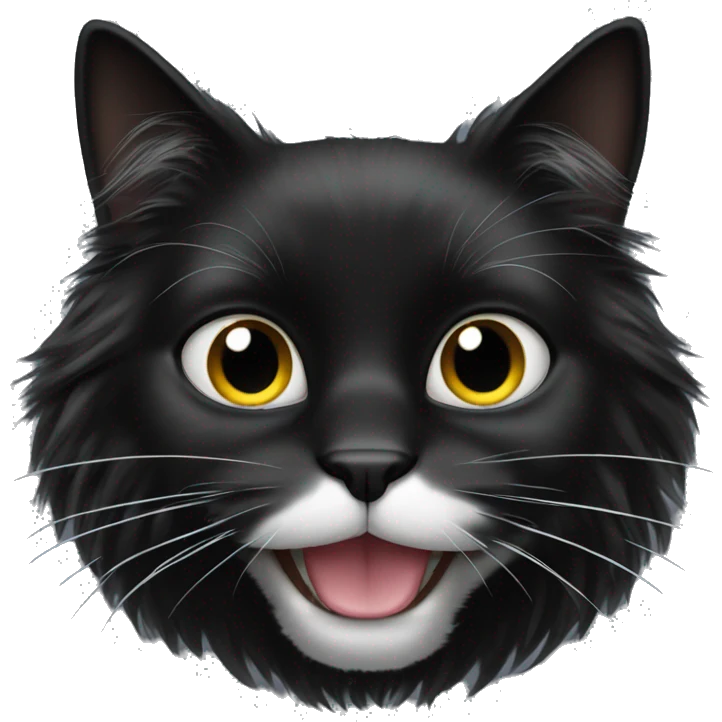 black cat domestic long-haired with white spot on the mouth emoji