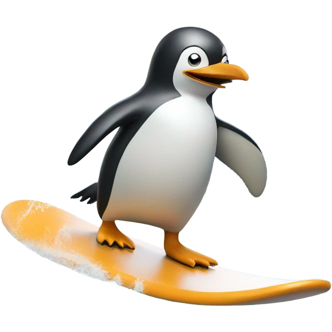 Penguin surfing a wave  emoji