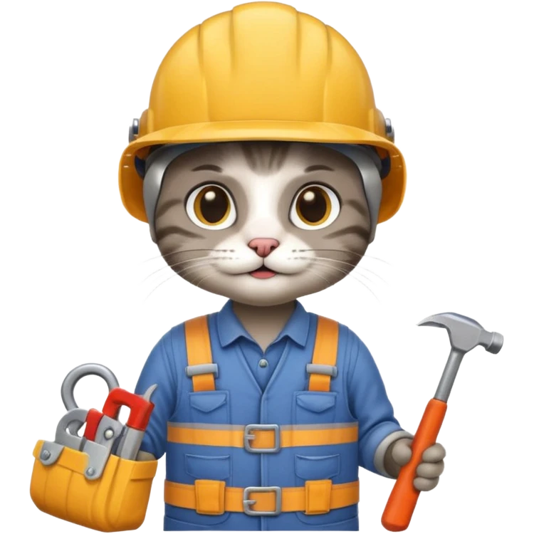 cat, handyman Outfit, wearing a Helmet emoji