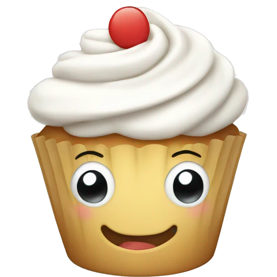 White cupcake with a happy face emoji