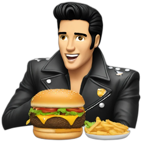 elvis eating a burger emoji