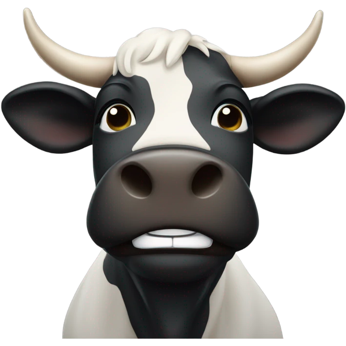black angus cow winks and smiles emoji