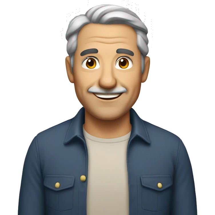 An mature Italian man with light skin, short dark brown  hair, a smiling face WITHOUT AN  moustache emoji