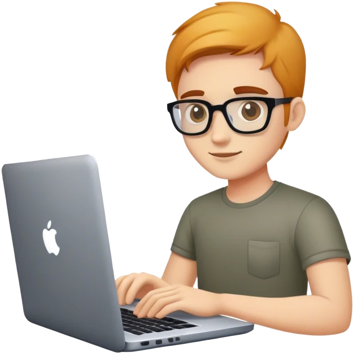 A web designer works with a laptop. emoji