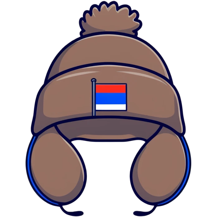 Russian ushanka hat with flag of Russia, warm winter hat with ear flaps emoji