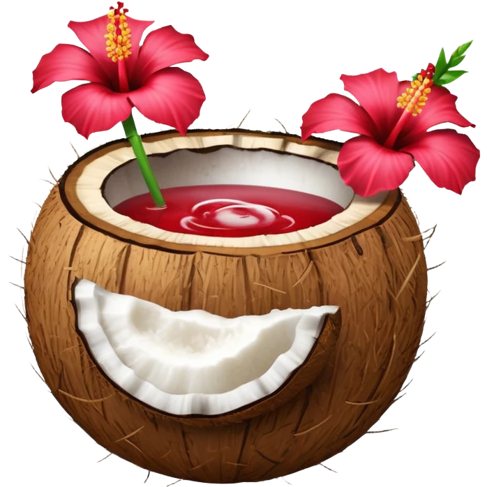 coconut drink with red flowers emoji