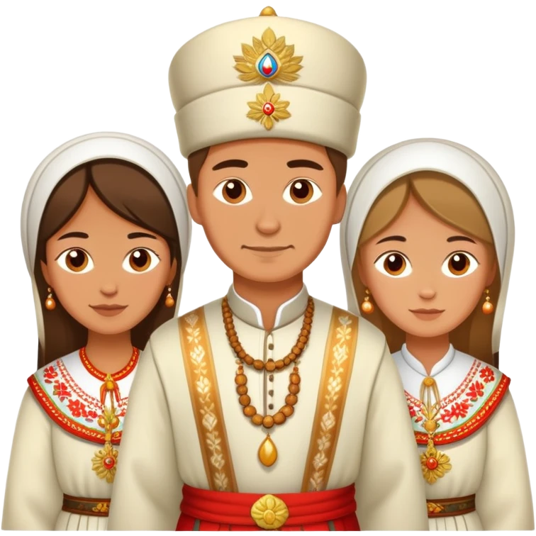 Three Russian people in traditional clothing as a group emoji