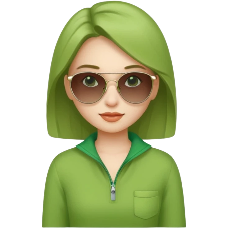 girl in green ourtfit and sunglasses emoji