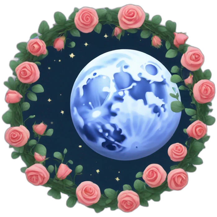 moon with rose vines emoji