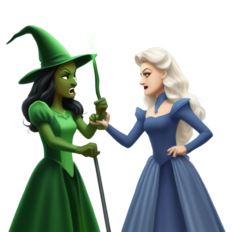 Glinda and elphba fighting the wizard  emoji