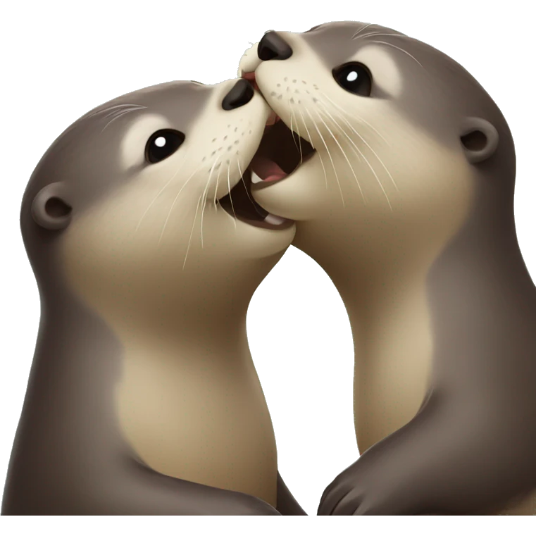 Otters in love kissing emoji