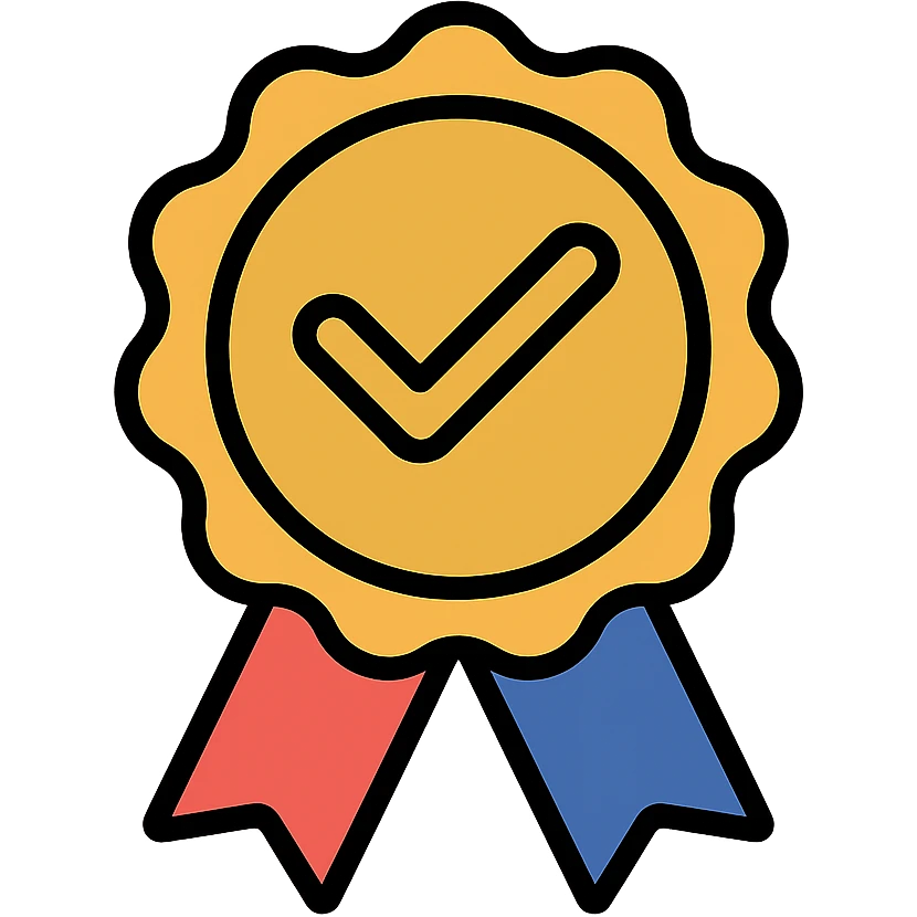 vector icon of a seal of trust with gold and colorful elements, elegant and minimalist flat design, isolated on white background, award badge style, 2D flat vector, trending icon look, soft shadows, no text, perfect for commercial use, icon style, variation 3 emoji