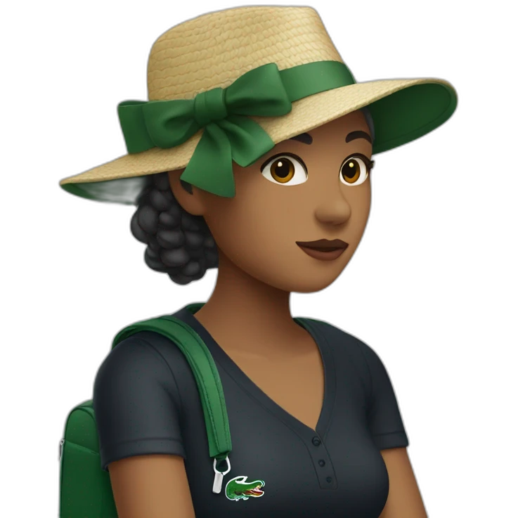 Lacoste bag girl with black lacoste hat emoji